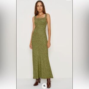 Reformation “Bobbie” Lace Olive Green Dress NWT